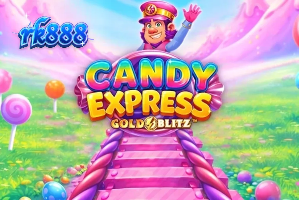 Tampilan visual slot Candy Express Gold Blitz dengan tema kereta permen yang ceria.
